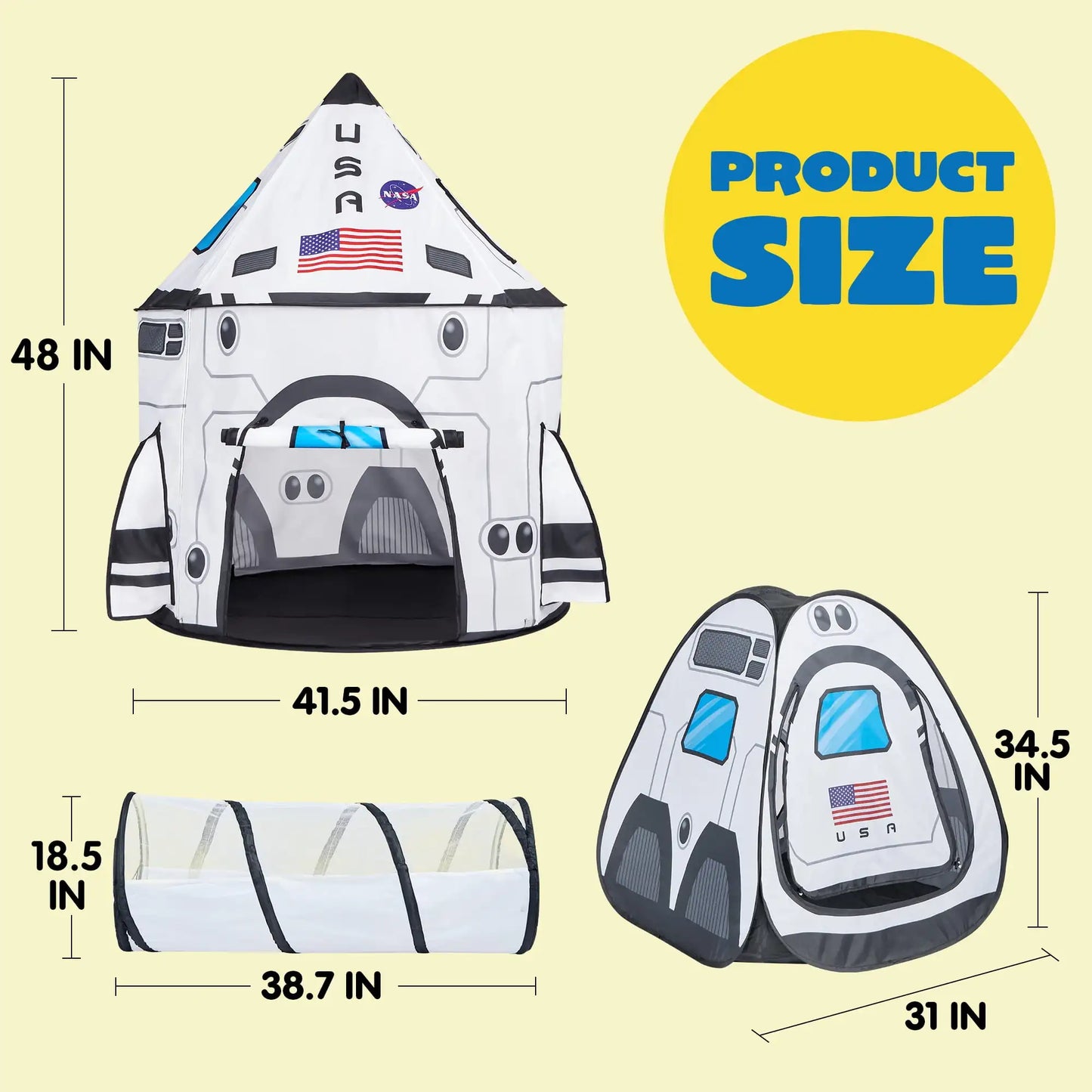 USA Rocket Ship children Play Tent house